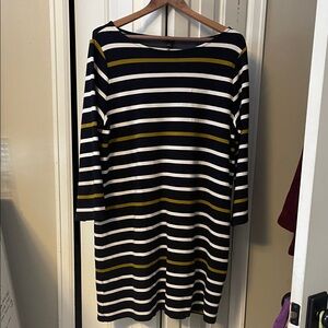 Ann Taylor Navy, Chartreuse  and White Striped Dress Tunic XXL